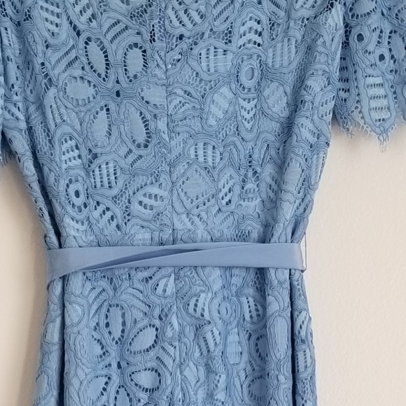 Lela Rose Lace Flutter Sleeve Collared Dress - Picture 14 of 15
